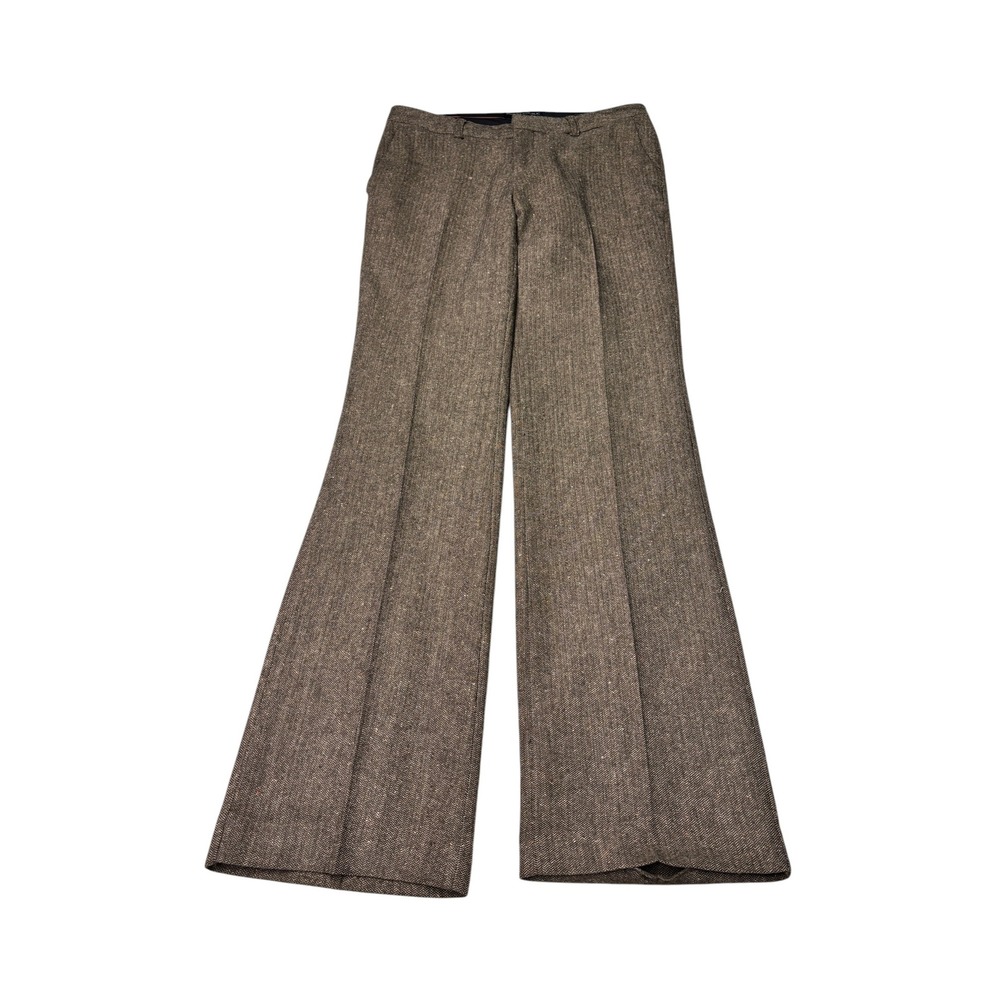 Banana Republic Martin Fit Brown Herringbone Wool Blend Wide Leg Womens 4R 32X33